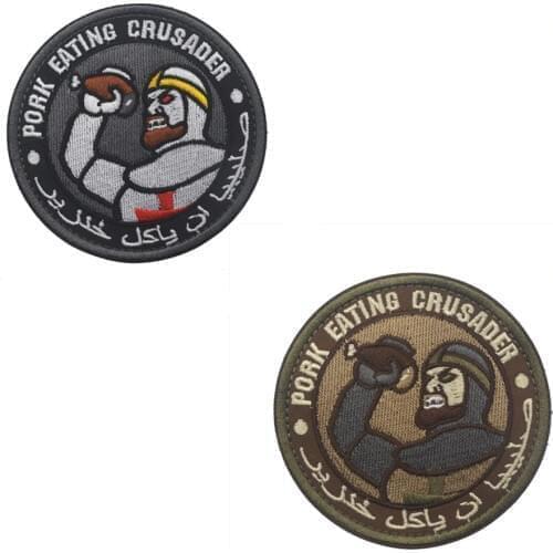 PORK EATING CRUSADER PATCH ISAF INFIDEL ARMY TACTICAL PATCHES FOREST hook-loop backing PATCH