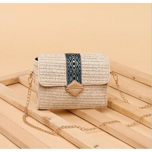 Retro Wicker Women Straw Handbag Bags Totes Summer Beach Straw Woven Rattan Basket Bag