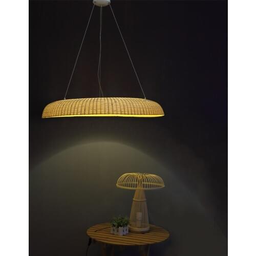 Bamboo Pendant Lights Pastoral Circle Southeast Asian Style Restaurant Lobby LED Japanese pendant lamp Living Room Study Bedroom