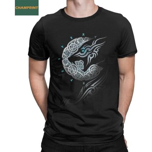 Ragnarok Moon Viking T-Shirts Men Casual Cotton Tees Crew Neck Short Sleeve T Shirt Gift Idea Clothing