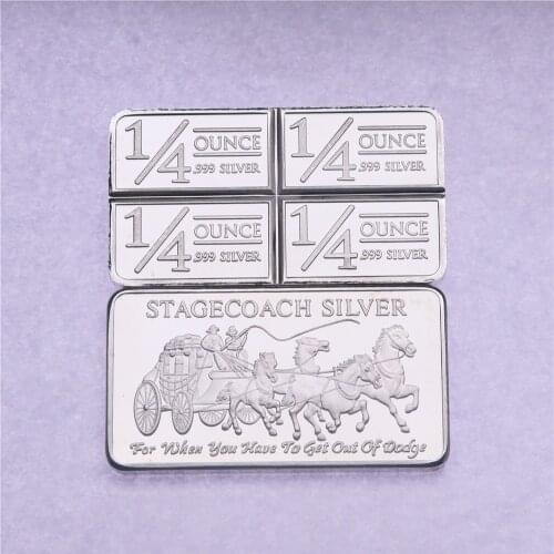Northwest Region Territorial Mint 999 Fine Stagecoach 1/4 Ounce 999 Silver Divisible Bar