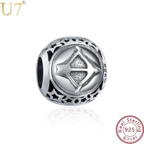 U7 Sagittarius of 12 Constellation Beads 925 Sterling Silver Charms Fit Bracelets Pendant Jewelry Making Gifts New Arrival SC127