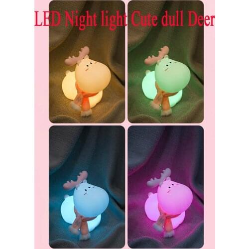 LED night light Cute dull deer pats light childrens bedroom bedside colorful night lamp USB charging and sleeping atmosphere