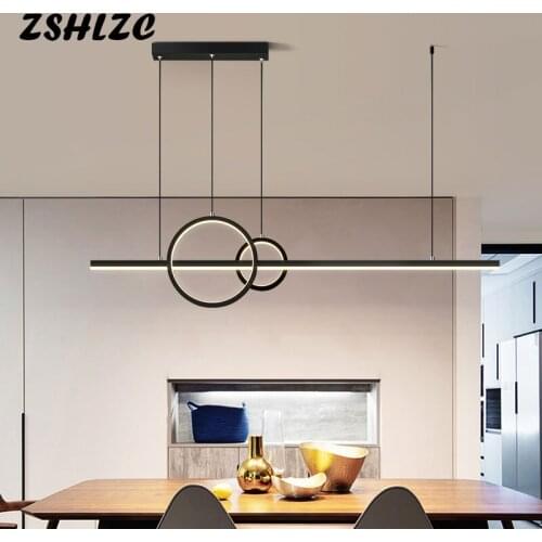 LED Chandeliers L90cm Black&Gold Modern Home Chandelier Lighting for Living room Dining room Kitchen Pendant Hanging Lamp Lustre