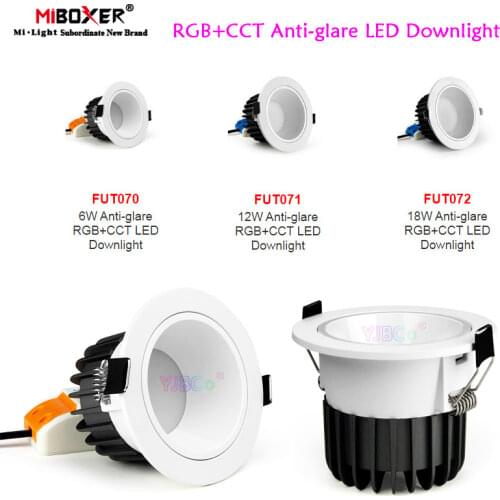 Miboxer 6W 12W 18W Anti-glare RGB+CCT LED Downlight AC100~240V Dimmable Smart LED Ceiling light Indoor lamp FUT070/FUT071/FUT072