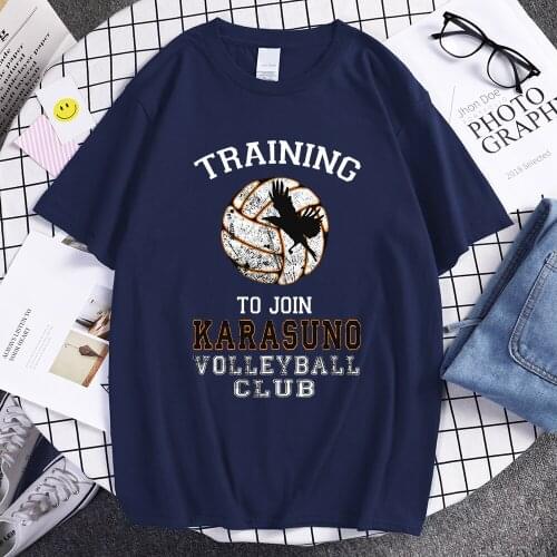 Training To Join Karasuno Haikyuu T-Shirt Mens Volleyball Club Cartoon Tee Shirt Brand Short Sleeve Tops Fashion Casual T Shirt