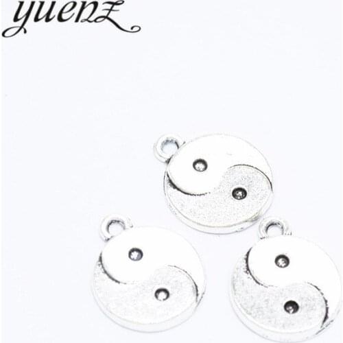 YuenZ 15pcs TaiJi charm Antique silver color Metal fit diy charms jewelry making J312