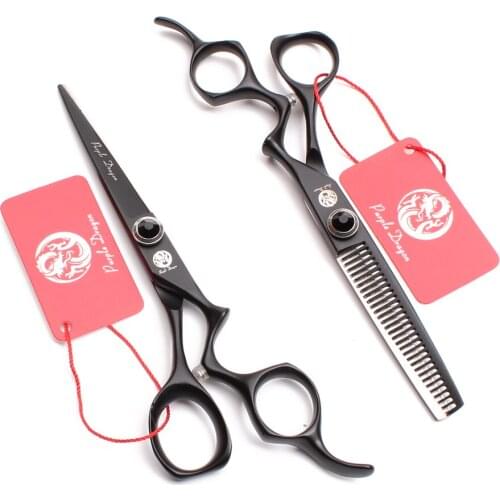 Z9016 5.5" 16cm Japan 440C Purple Dragon Black Cutting Shears Thinning Scissors Professional Hair Scissors Hairdressing Scissors