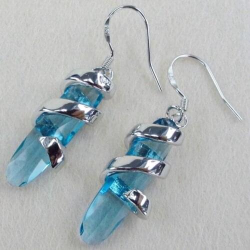 Fleure Esme Fancy drop christmas earrings for women accessories Pink Morganite blue Cubic Zirconia Rhodium Plated R814 R817 R823