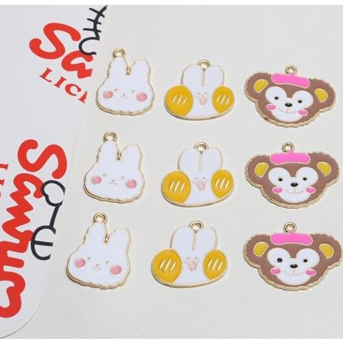 10pcs Cartoon net red couple animal Ladies Earrings sweet cute earring diy handmade jewelry accessories material bag pendant