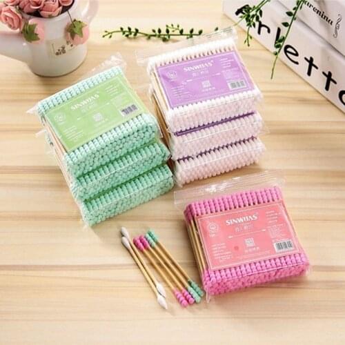 100pcs/bag Double Head Cotton Swab Women Makeup Cotton Buds For Medical Wood Sticks Nose Ears Cleaning Health Care Tools