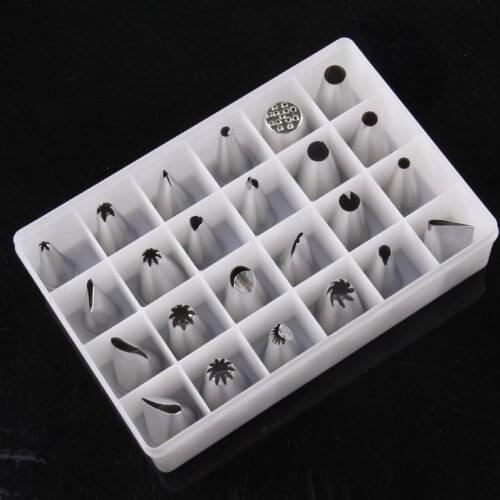 24 pcs/lot Cake Piping Nozzles Stainless Steel Pastry Icing Flower Tips Cake Decorating Mouth Cream Icing Device Cream Mouth