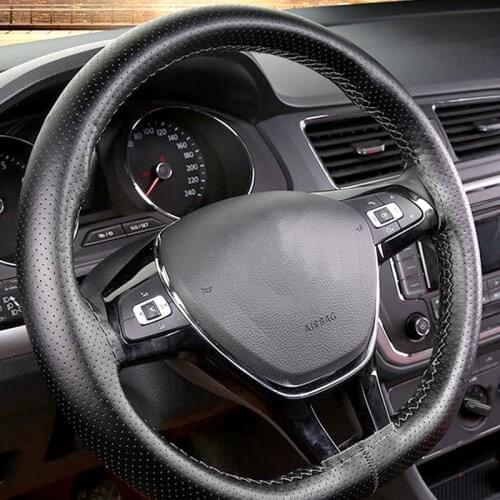 38CM Car Steering Wheel Cover Leather DIY Universal Steering Wheel Case For Volkswagen VW Golf 6 Tiguan Magotan Sagitar CC