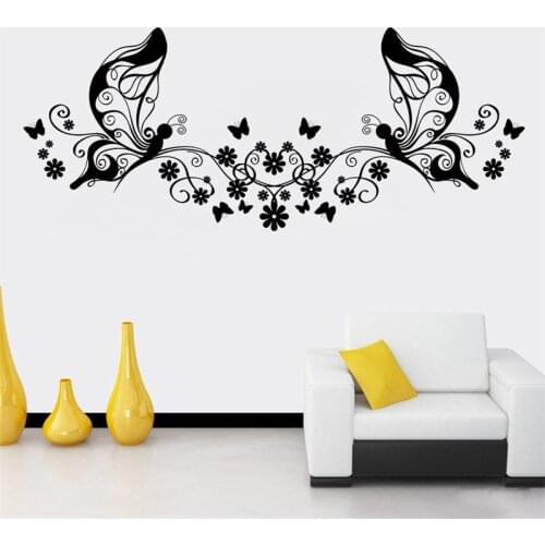 3d Wonderful Butterfly Wall Stickers For Home TV Background Wall Art 8460 DIY 114*46cm Black Dropshipping