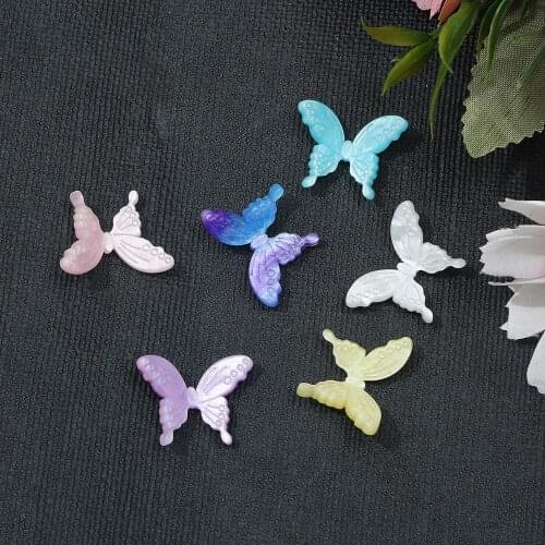 4-6pcs/lot 17x22mm Multicolor Acrylic Acetate Butterfly Charms Accessories For Jewelry Making DIY Hairpin Bracelet Handmade