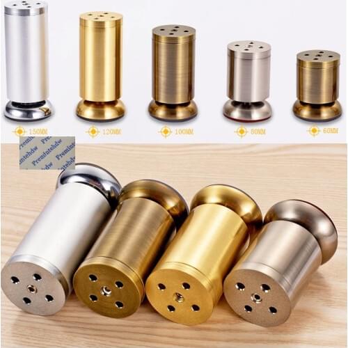 4Pcs Zinc Alloy Round Dia.50mm TV Cabinet Furniture Sofa Bed Feet Leveling Leveler Sanding Silver Brush Bronze Gold Steel