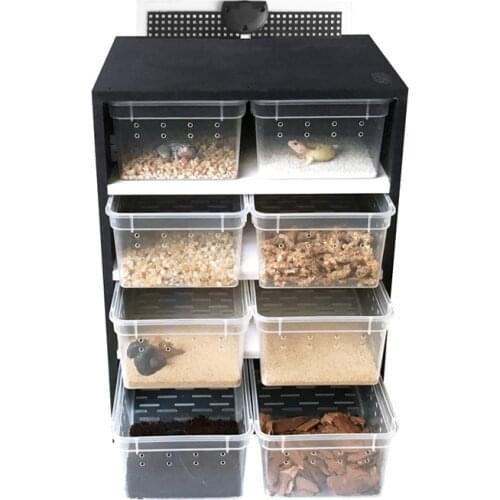 Pet Reptiles Acrylic Feeding Box Terrarium 4 Layers Breeding Tank Insect Lizards House Drawer with Hygrometer Heating Pad Cage