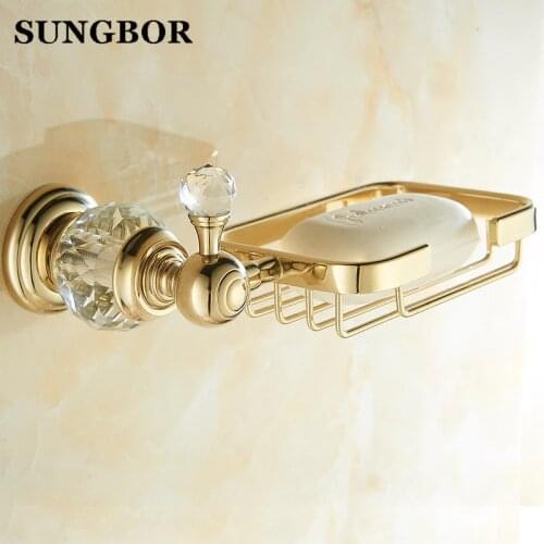 Solid brass Crystal & Gold Bathroom Accessories Soap Dishes / Soap Holder/Soap Case home decoration Free Shipping SH-99905K