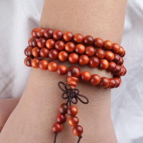 SUNYIK 6mm 108 Tibetan Rosewood Beads Bracelet Meditation Buddhist Mala Necklace