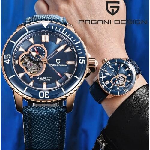 PAGANI Design Luxury Brand Watch Mens 44MM Luminous Dial Automatic Mechanical Wristwatch Busines Leather Strap Waterproof Clock