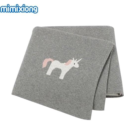 Baby Blankets Newborn Boys Girls Cotton Swaddle Wrap Sleeping Covers for Infant Cute Unicorn Knitted Childrens Quilts 100*80cm