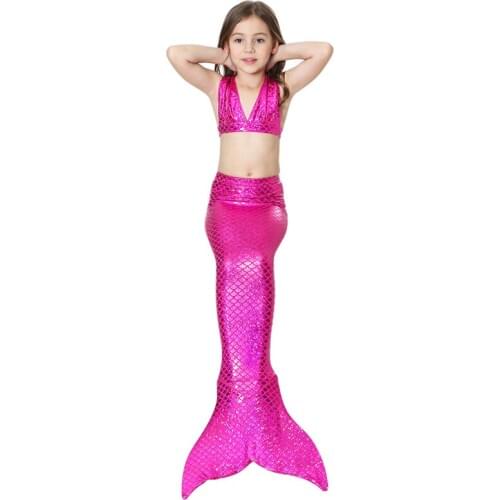 High Waist V Neckline Children Mermaid Swimsuit Kids Swimwear Girls Bikini Set Swimming Costume Cosplay Bathing Swimming Suit