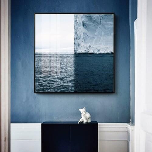 Blue sea iceberg Landscape Canvas Painting Posters and Prints Cuadros Quadro Wall Art Pictures For Living Room Home Decoration