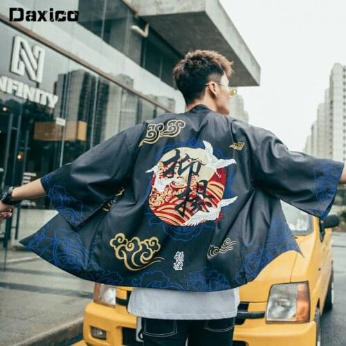 Japanese Oriental Crane Sakura Kimono Haori Cardigan Chinese Tang Suit Ukiyo-e Bath Robe Pajamas for Man Yataka Coat Outfits