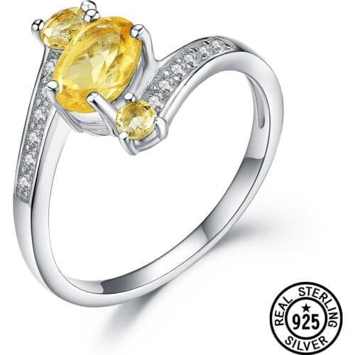 Created Gemstone Citrine Ring Oval Round Shape 925 Sterling Silver Rings For Women Gifts Vintage Party Fine Jewelry