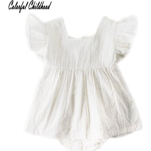 Flying Sleeve Newborn Baby Bodysuit Sweet Girls Pure White Ruffled Body Suit Fashion Casual Twins Girl Clothes kleding meisjes