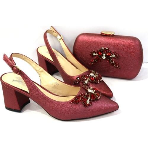 Doershow Italian Shoes and Bags To Match Shoes with Bag Set Decorated with Rhinestone Nigerian Women Wedding Shoes set! HCK1-33