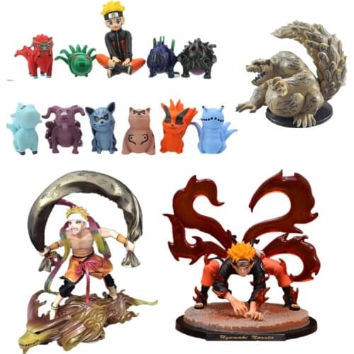 Anime Naruto Naruto Uzumaki Nine-Tailed Fox Battle Mode Childhood Tailed Beast Model Adult Childrens Decoration Toys Gift