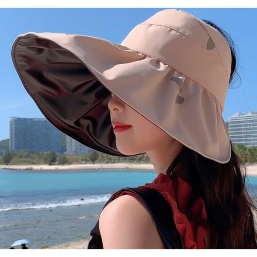 Fashion Women Summer Oversize Empty Top Outdoor Sunscreen Sunshade Casual Wild Travel Beach Foldable Big Brim Sun Hat Visor Cap