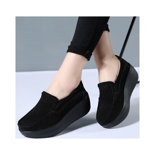 Spring Autumn Women Flats Platform Loafers Ladies Work Genuine Leather Comfort Soft Moccasins Nursing Slip On Casual Shoes