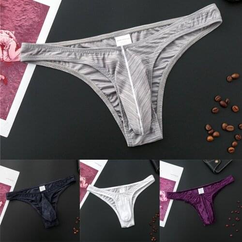 Man Briefs Underwear Comfy Breathable Thong Ultra-Soft Low-rise Bikini G-String Mens Underwear Thongs Sexual Interest