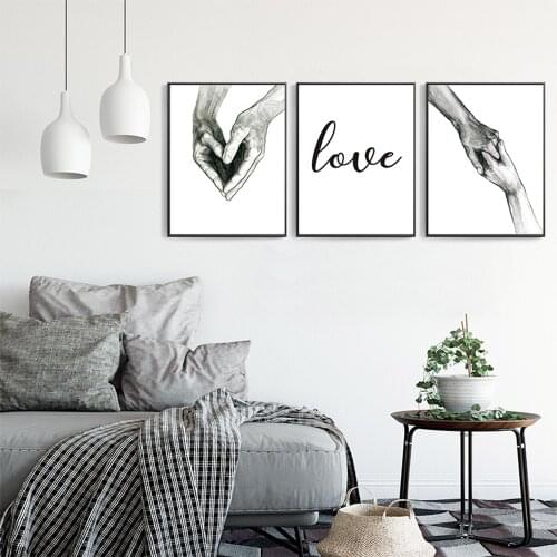 Nordic Canvas Painting Wall Art Poster Hand Love Fingers Interlocked Posters and Prints For Living Room Bedroom Decor Painting