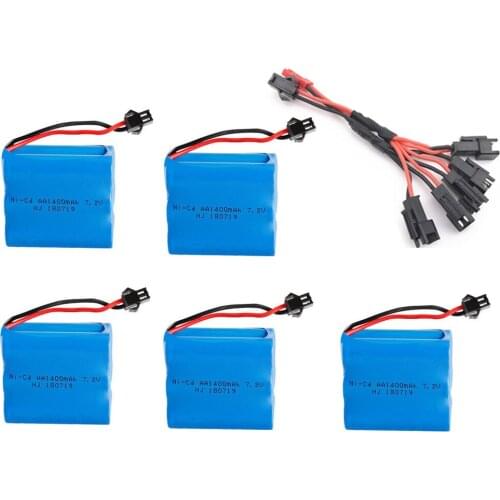 7.2v 1400mah NiCD Rechargeable Battery + Charger For toys Car boats truck Guns train Robots AA NI-CD 7.2v Battery pack 1-5pcs