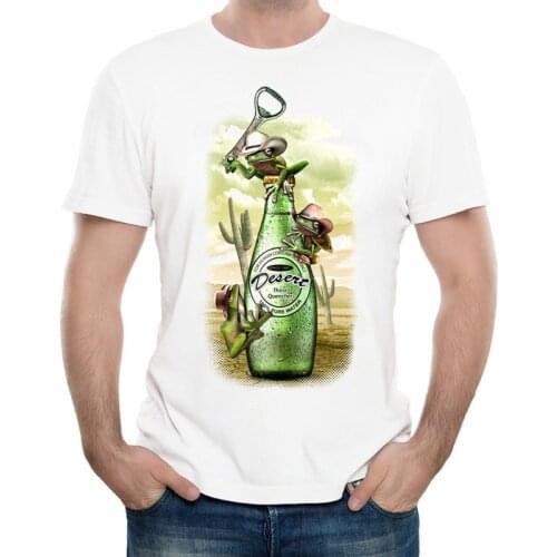 New 2019 Mens Funny Beer and Frog Design T Shirt Summer Cool Tops Soft Short Sleeve Tee
