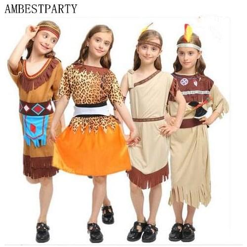 New 2020 Halloween Adult Primitive Tribe Savage Leopard Cosplay Costume Kids Aboriginal Costume Masquerade Clothing AMBESTPARTY