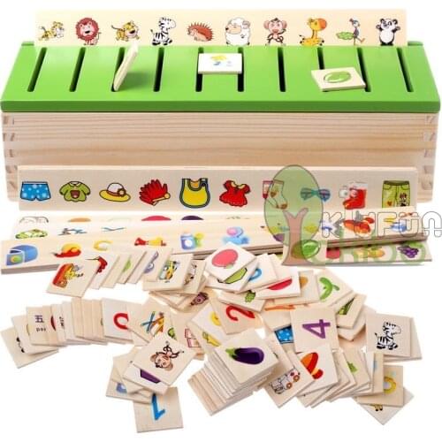 Montessori Educational Wooden Toys 3D Wooden Puzzles for Kids Baby Sorting Matching Game Montessori Educational Toys Math