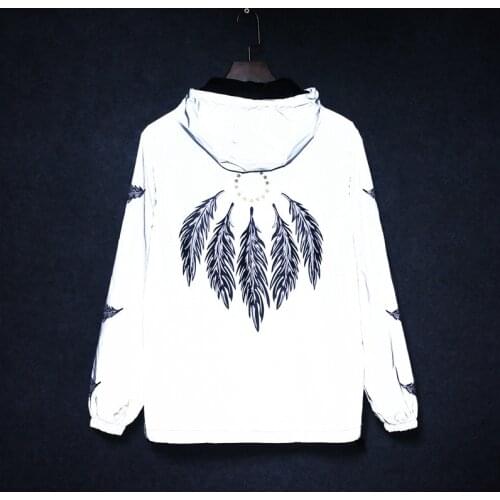 Autumn luminous assault windbreaker printing couple reflective jacket coat student tide men and women tops