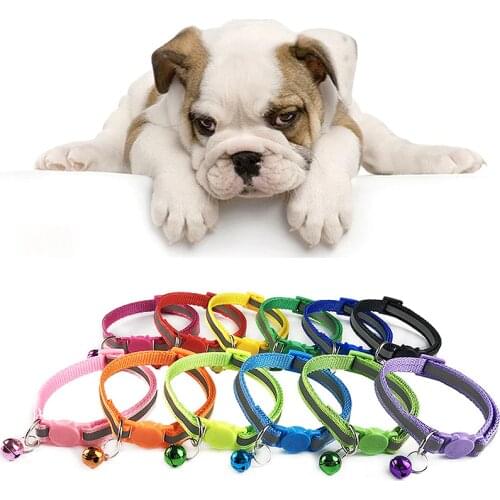 New Reflect Light Pet Collar With Bell Cat Dog Adjustable Buckle Dog Collar Cat Puppy Pet Supplies Accessories for Small Dog