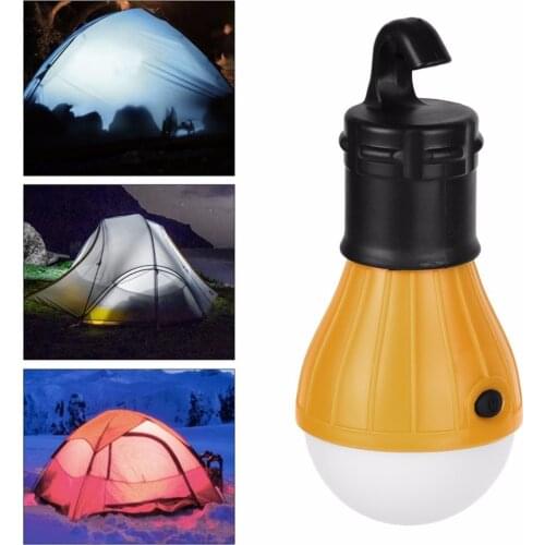 Portable Outdoor Hanging 3 LEDS Camping Lantern Tent LED Soft Light Bulb Lamp Fishing Hunting Garden White Light AAA Battery