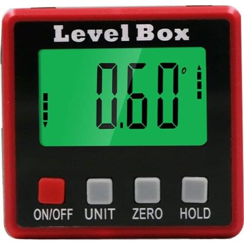 Precision Red Digital Protractor Inclinometer Water Proof Level Box Digital Angle Finder Bevel Box With Magnet Base 360 degree