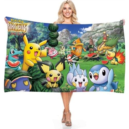 Pokemon Pikachu Xiaozhi Rectangular 3D Digital Printed Beach Towel Bath Towel Towel Machine Washable