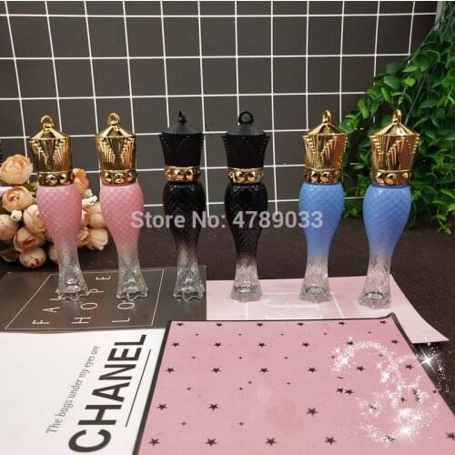 10/30/50pcs Empty Lip Gloss Tubes Crown Mermaid Lip Bottle Clear Cosmetic Containers Travel Portable Transparent Bottle brush