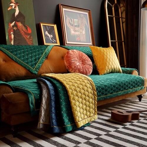 Plush Light Luxury Leather Sofa Covers Cushion Couch Towel Winter Seasons Universal Thick Non-slip Towel Pillowcase Mat