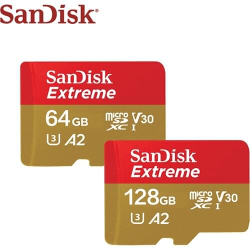 Original Sandisk Extreme Micro SD Card A2 A1 V30 U3 Flash Memory Card 64GB 32GB TF Card 256GB 128GB Memory Microsd For Phone PC