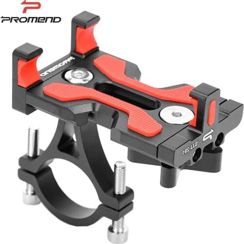 Promend Aluminum Alloy Bike Phone Holder Rotatable Anti-Slip MTB Stand 4-6.4 Inches Road Bicycle Mobile Phone Holder