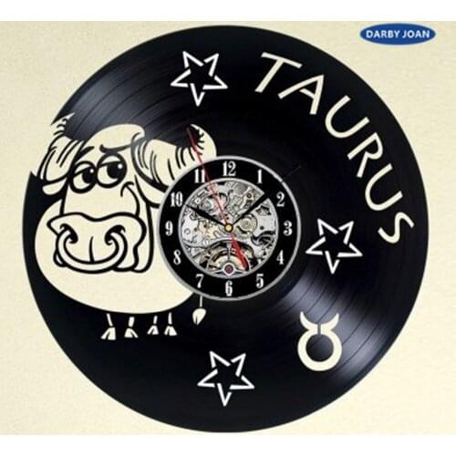 Taurus Horoscope Vintage Vinyl Decorative Wall Clock la crosse dial vision